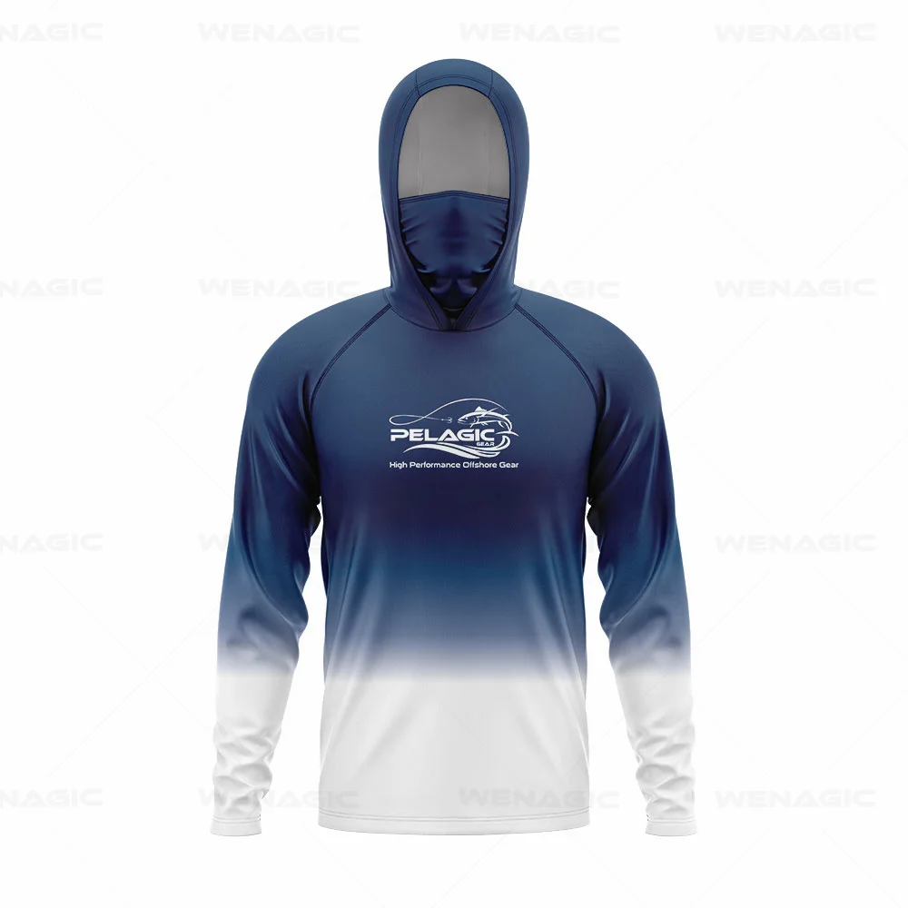 pelagic gear Men Hood Fishing Shirt long sleeve Fishing clothing fishing t shirt uv protection fishing shirt Fishing Apparel