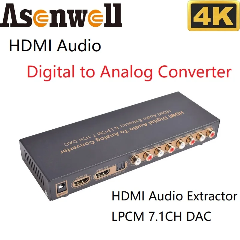 

4K HDMI аудио экстрактор V1.4 LPCM 7,1 CH DAC конвертер без декодера SPDIF 5,1 7,1