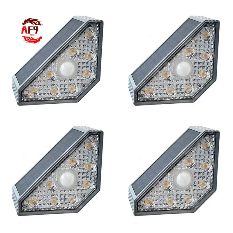 

AF90-Solar Step Lights Outdoor Waterproof Stairs Human Body Sensor Lamp Warm Light For Garden Christmas Pathway Dec
