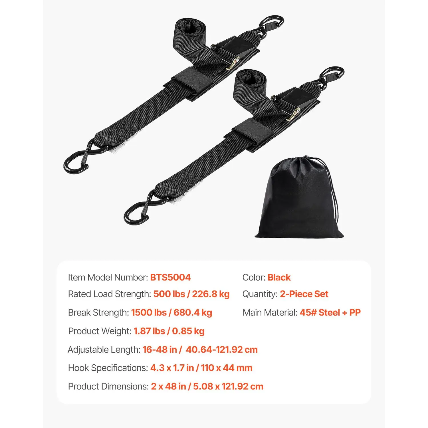 Retractable Ratchet Straps, 2 in x 4 ft Ratchet Tie Down Straps with Security Lock S Hooks, 2 Pack Heavy Duty Ratchet Tie Down Straps with 1500 lbs Break Strength, for Trailers, Vehicles, Boat