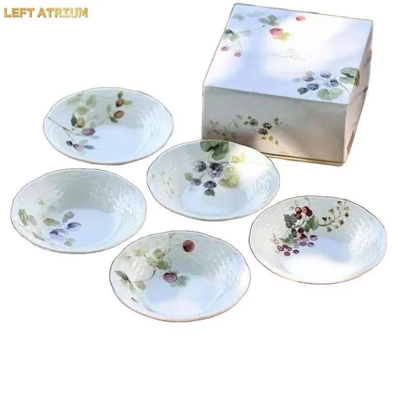 Japanese Lucy Garden Bone China 16cm Deep Plate 5 Piece Set For Wedding Gift Souvenir And Home Dining