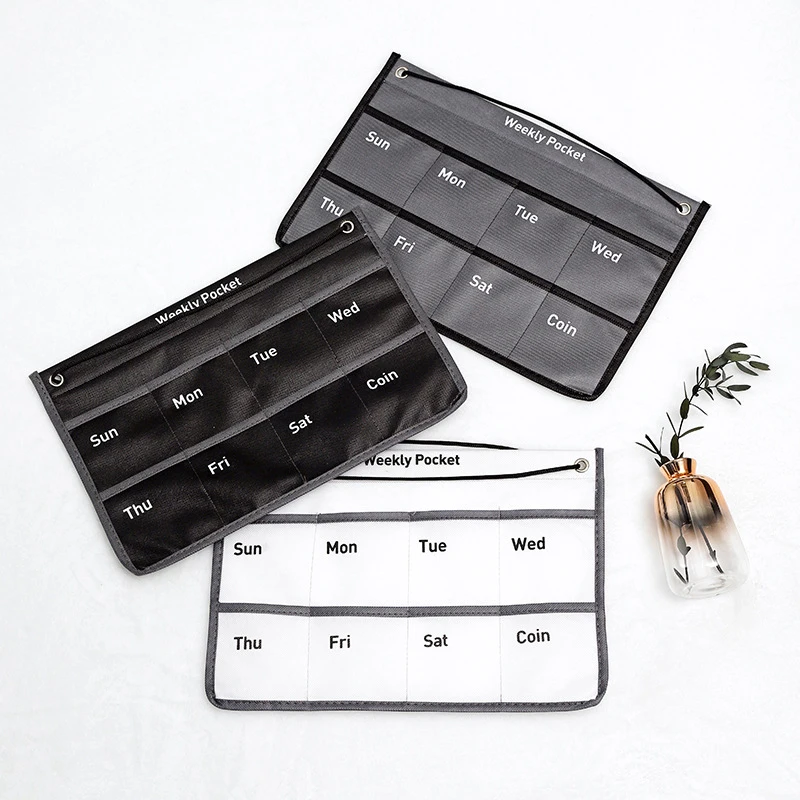 Wall-mounted Calendar Pouch Pocket Non-woven Fabric Hanging Coin And Stationery Weekly Calendar Storage Bag