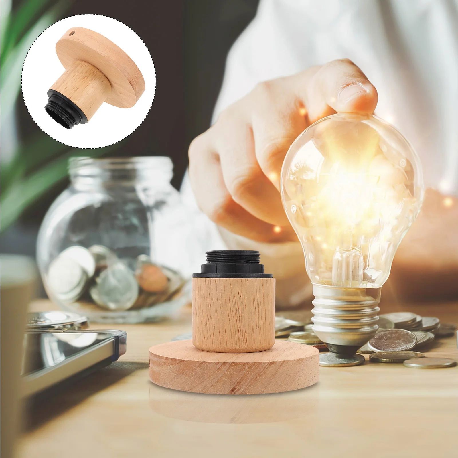 

Wooden Ceiling Lamp Holder Natural Wood Grain E27 Light Socket Replacement DIY Pendant Lamp Base for Bedroom Living Room