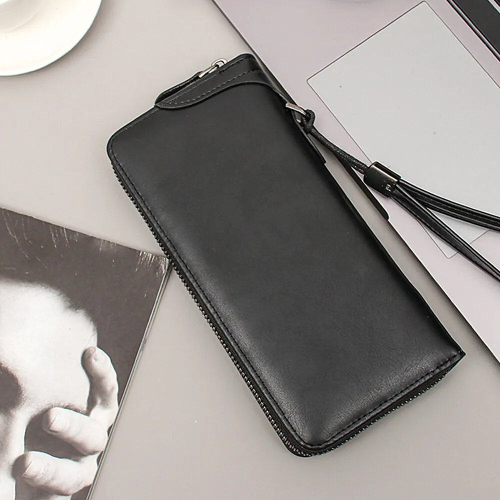 旅行ビジネス財布男性用長財布クレジットカード電話ハンドバッグPUレザー財布ジッパーポケット男性用誕生日ギフト