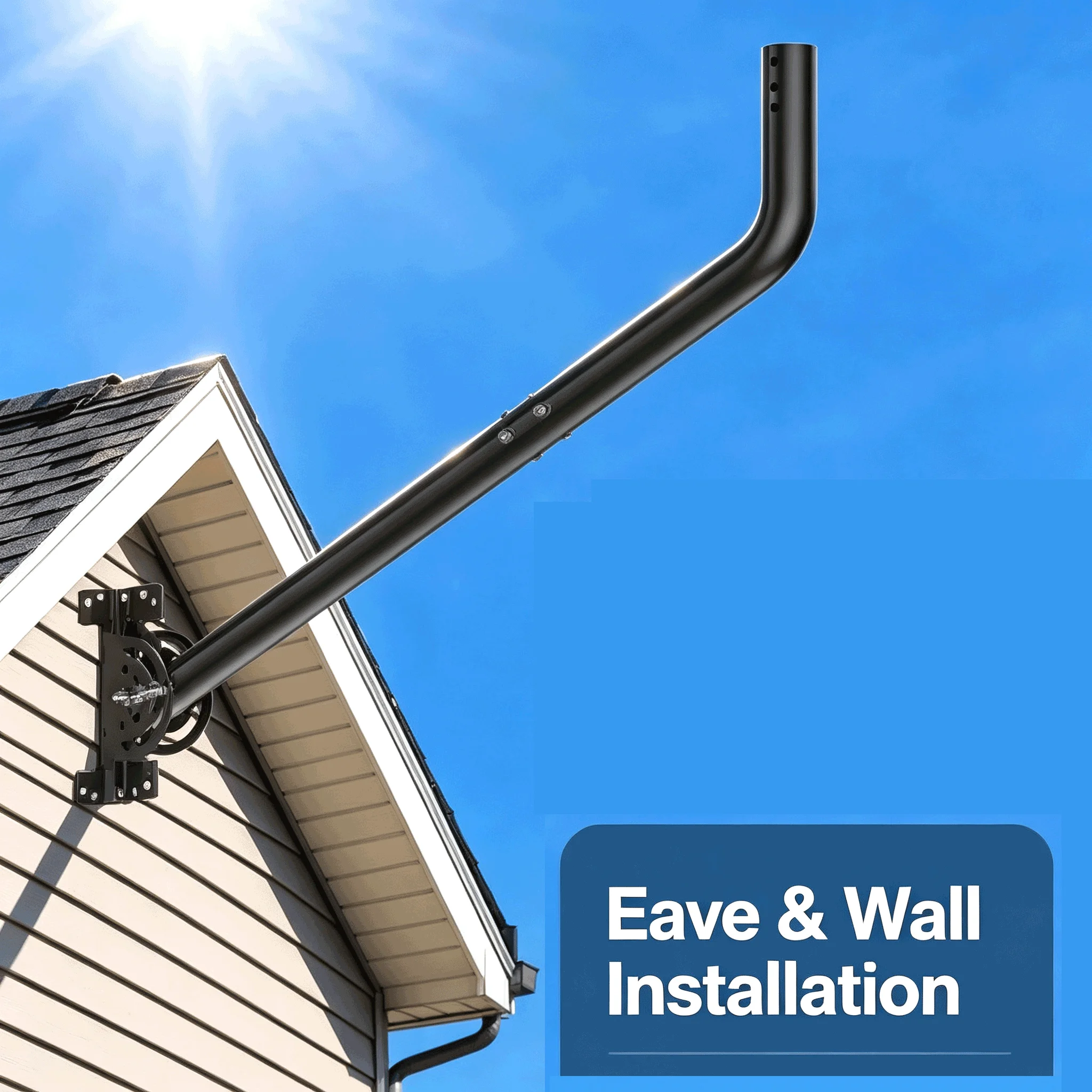 For Starlink Long Wall,Roof,Heavy Duty Pivot Install Bracket,Adjustable TV Antenna Pole Mount,J-Mount Solid Mast(1.38''x24''Rod)