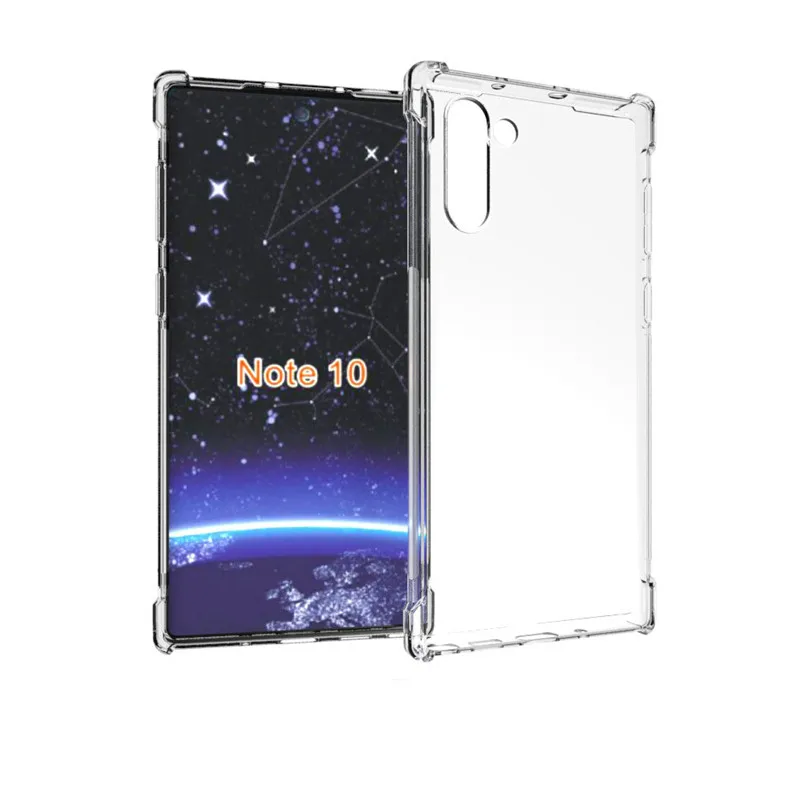 For Samsung Galaxy Note 10 mobile phone case transparent all-inclusive TPU four-corner anti-fall silicone protective cover