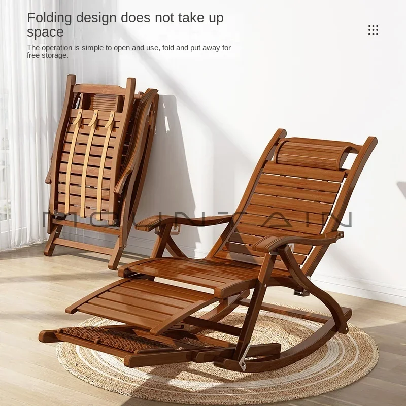 Bamboo recliner folding lunch break sofa lazy can sit reclining balcony home leisure