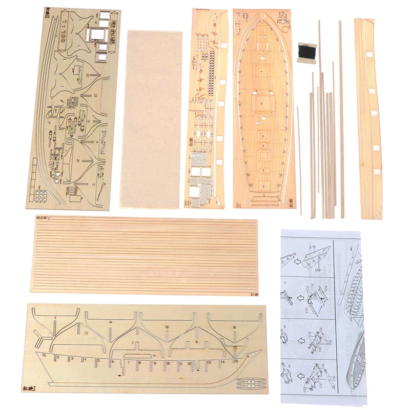 1:100 Halcon Wooden Sailing Boat Model DIY Kit Ship Assembly Decoration Gift