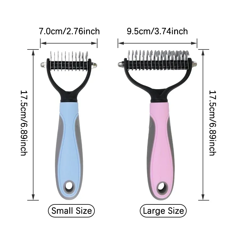 Pet Hair Removal Comb Brush Cat Dog Puppy Grooming Hair Shedding Tool Double sided Stainless Rake Comb Hair Knots Tangles Remove