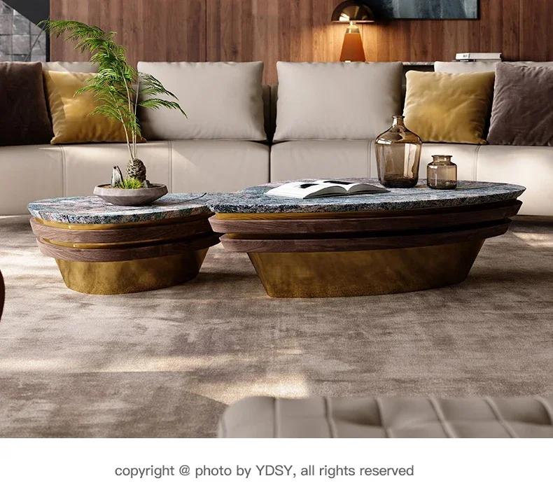 AANatural Marble Coffee Table Special-shaped Villa Conch Coffee Table Combination