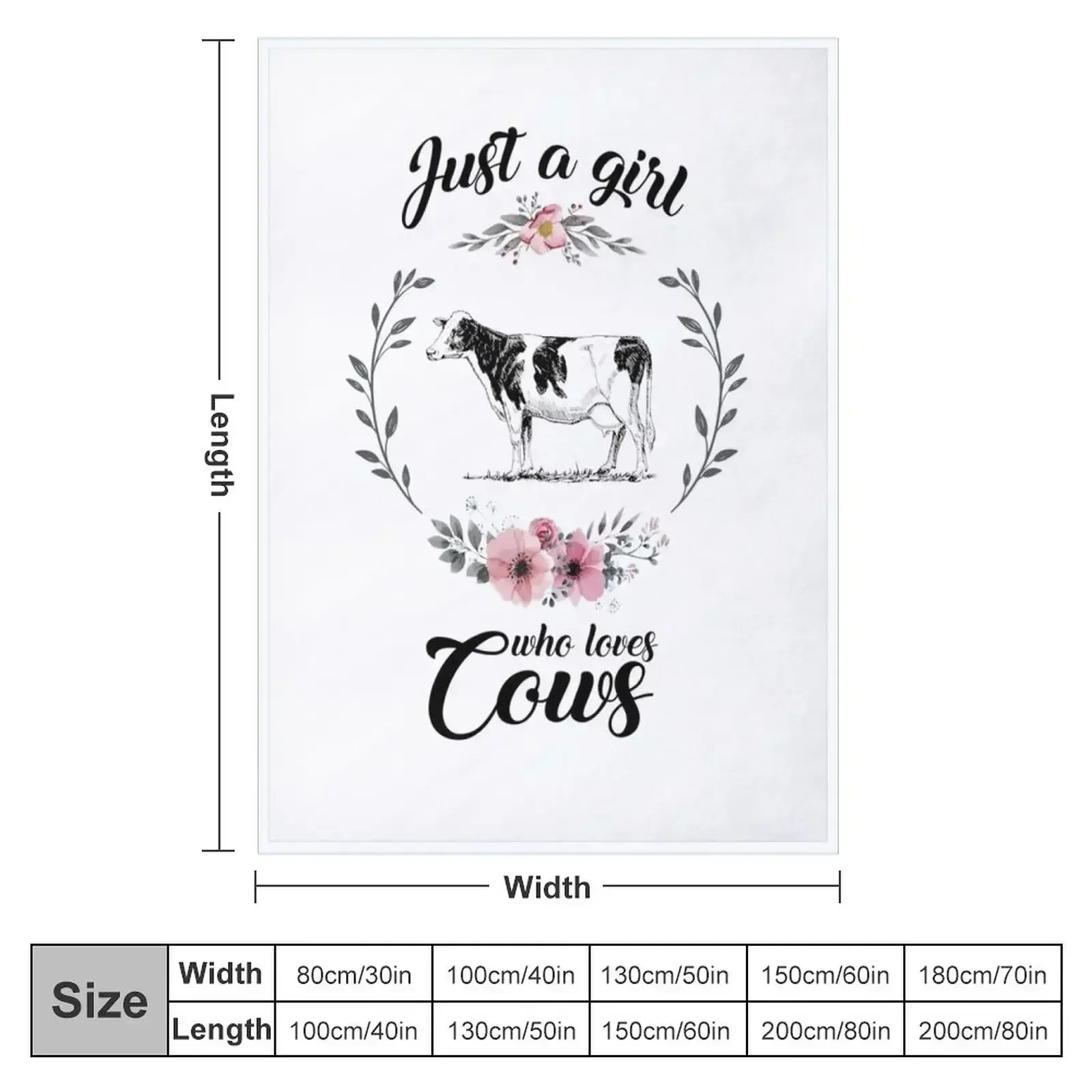 Girl's Cow Just a Girl who loves Cows Cow Lover Cow Mom Owner Gift for Women Farm Gift Throw Blanket Sofa Throw Baby Blankets