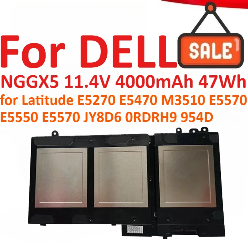 

New NGGX5 11.4V 4000mAh 47Wh Laptop Battery For DELL Latitude E5270 E5470 M3510 E5570 E5550 E5570 JY8D6 0RDRH9 954DF Batteries