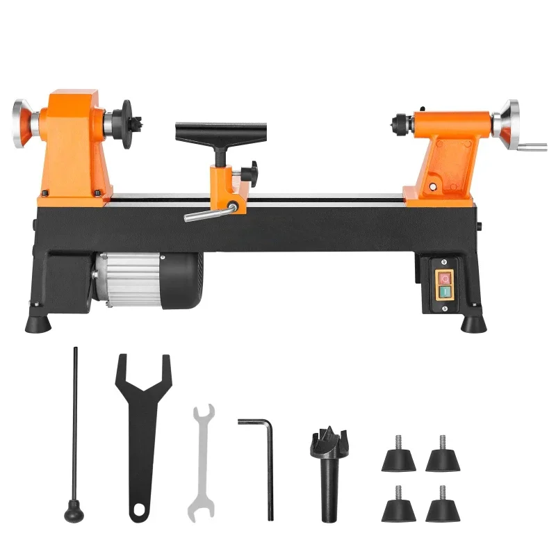 

780/1320/1920/2640/3840 Variable Speeds Benchtop 10 in x 18 in 0.5 HP Wood Lathe 370W Power Wood Turning Lathe Machine