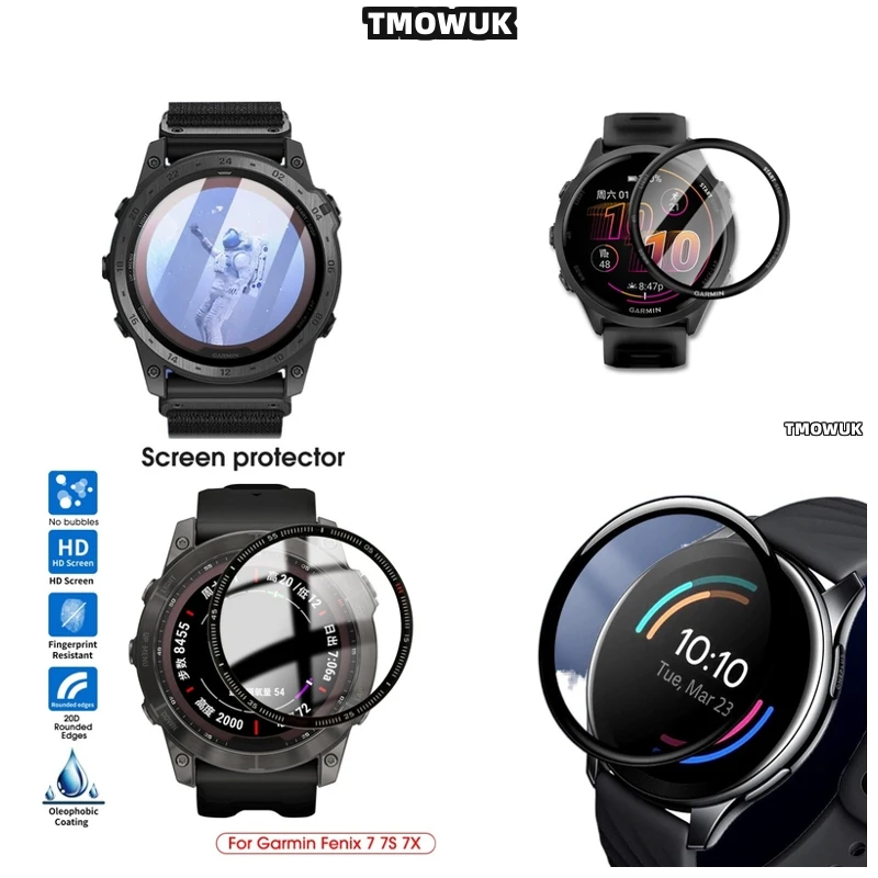 

For Garmin Fenix 6 7 8 7X 6X 7S 47mm 51mm - Anti-Scratch 3D Curved Soft PMMA Screen Protector - Full Cover
