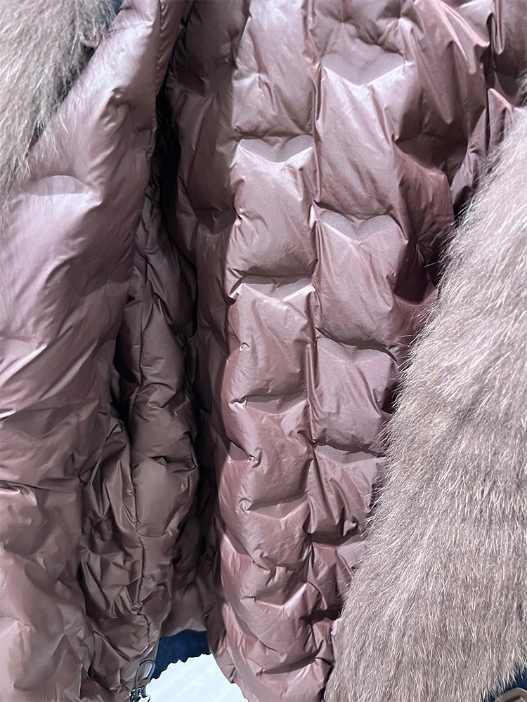 2025 Winter Warm Puffer Jackets Women Real Natural Real Fox Fur Collar Goose Down Jackets Thick Female Coats Outwear
