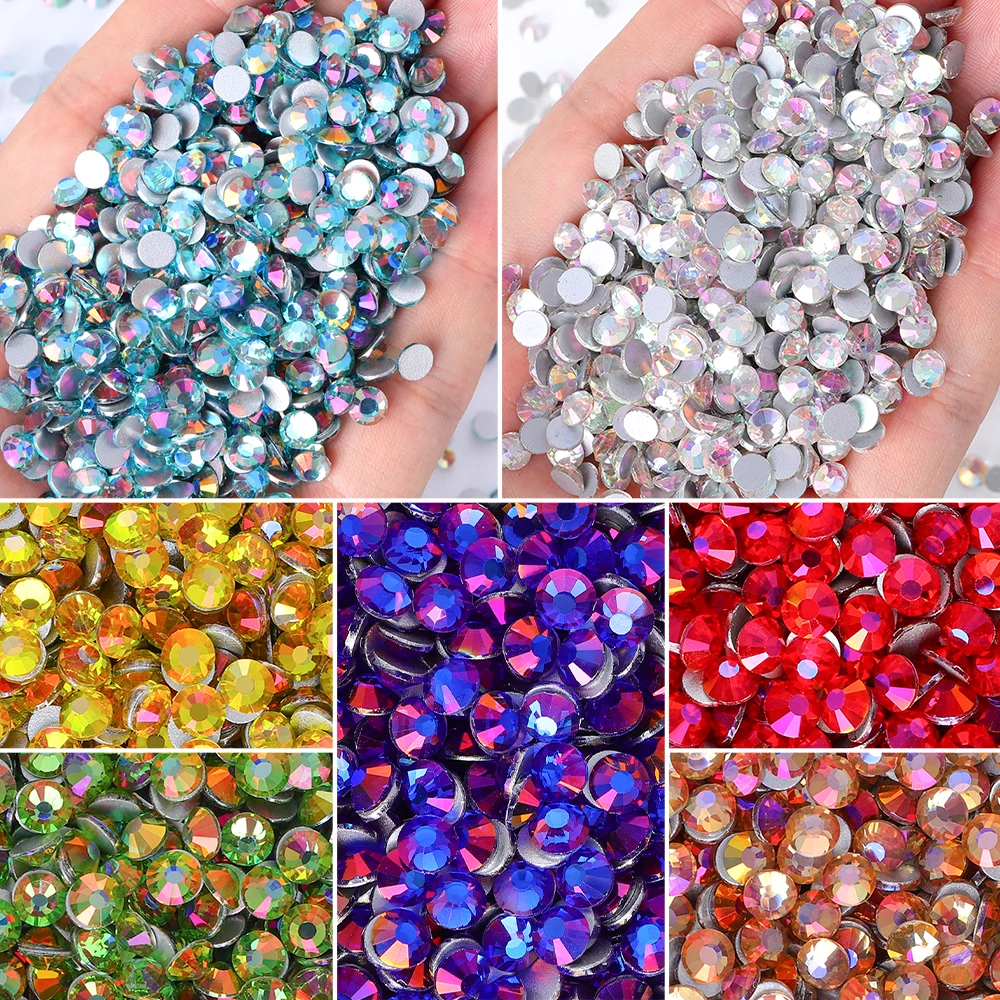 

High Quality Glass Rhinestone Non Hotfix Flatback Crystals Nail Clothes Gems Glue on Diamond Strass Nail Art Accessories