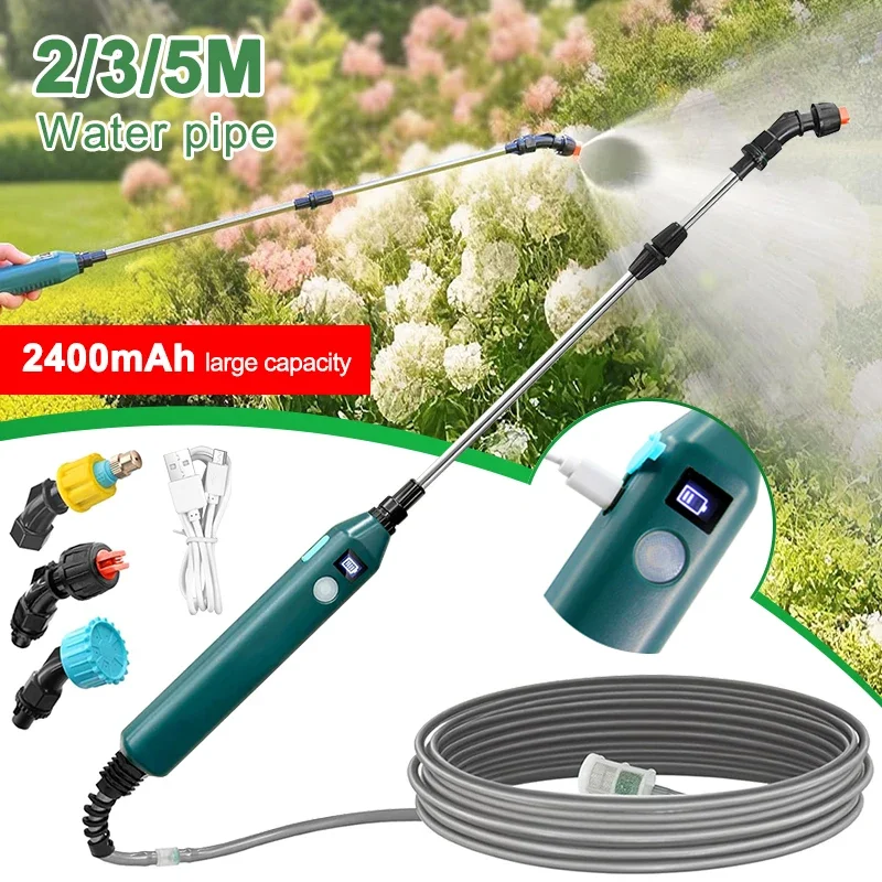 

2400mAh Portable Electric Sprayer Wand Irrigation Tool 3 Mist Nozzles Plant High-Pressure Sprinkler Watering Garden Irrigation