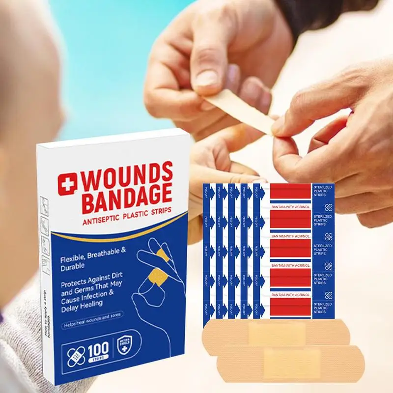 Bende adesive 100 pezzi toppe per medicazione per ferite impermeabili nastro benda autoadesiva in gesso tessuti Non tessuti cerotto