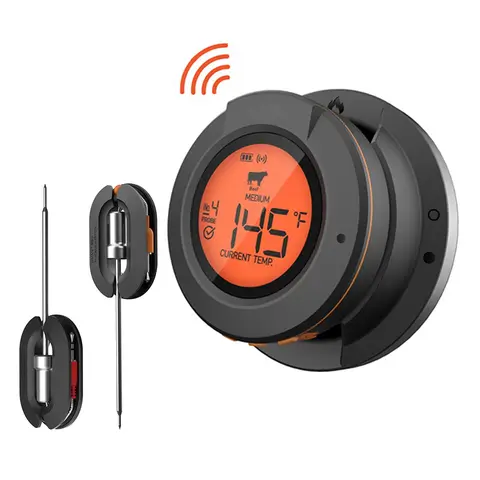 Digital Wireless BT Smart Dome Grill Thermometer 2/4 Probes Food Meat Thermometer Barbecue Temperature Gauge for Oven Grill Pan