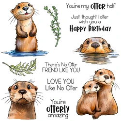 Mangocraft Cute Cartoon Otters Cutting Dies Clear Stamp DIY Scrapbooking Metal Dies Silicone Stamp For Cards Album Decor