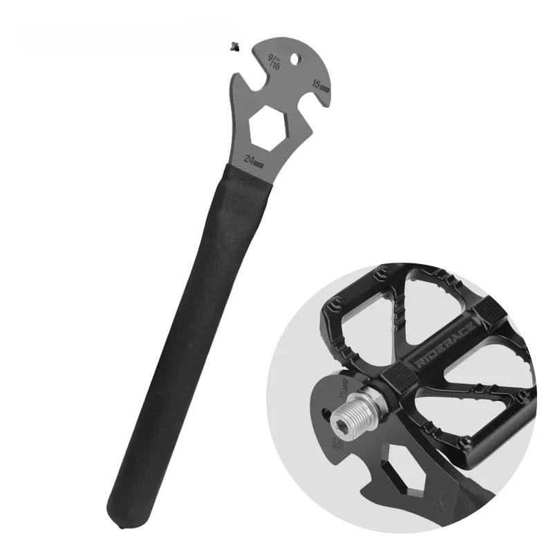 

Bicycle Pedal Wrench Tool 9"16 15/24mm Sturdy Durable Stainless Steel Road Bike Pedal Spanner Install Remover Repair Tool