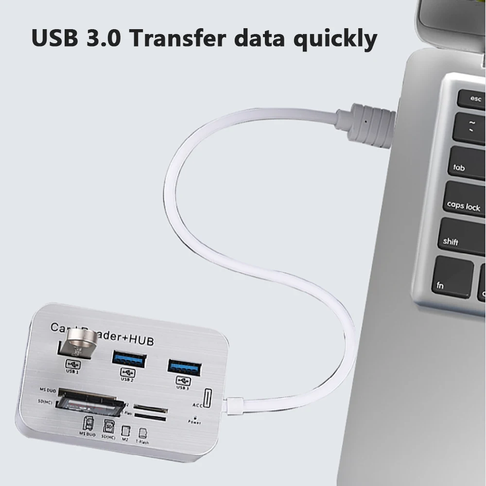 USB 3.0 HUB USB Splitter USB Adapter USB 3.0 2.0 to 3 Ports USB HUB Support MS SD M2 TF Card Reader for Laptop PC Computer