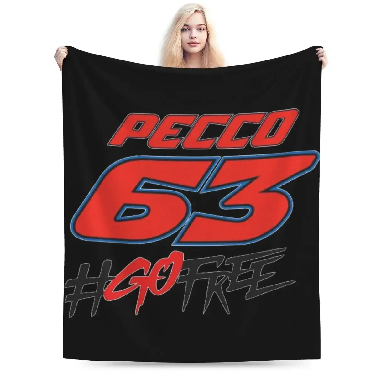 

Pecco Bagnaia 63 Go Free Blanket Soft Warm Flannel Throw Blanket Bedspread for Bed Living room Picnic Travel Home Sofa