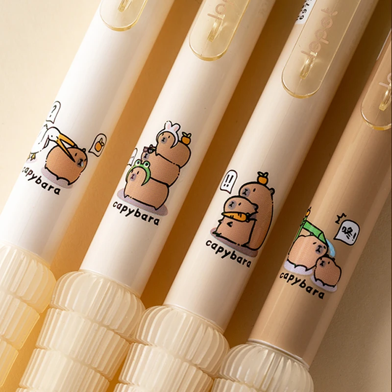 4PCS/Set Capybara Automatic Pencil For Students Cute 0.5MM Pencil Soft Touch Writing Pencil Stationery School Office Supplies