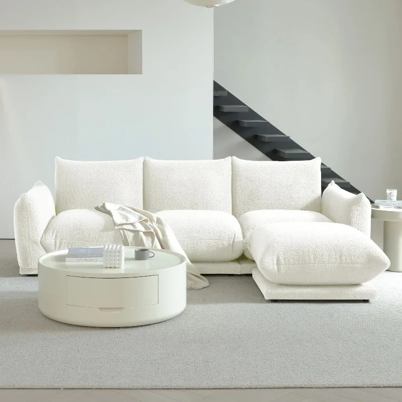 Cream style bread sofa art inline small living room compression sofa