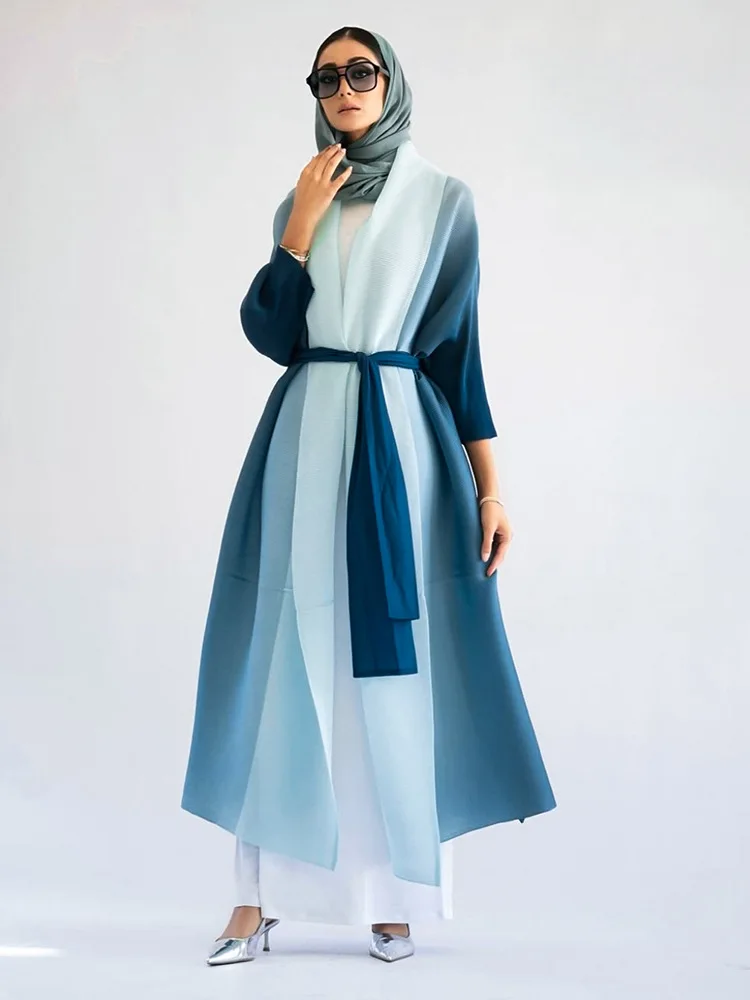 Miyake Ichisaki cross-border jacket for women Arab Middle East Dubai large size women's pleated gradient outer cloak long style