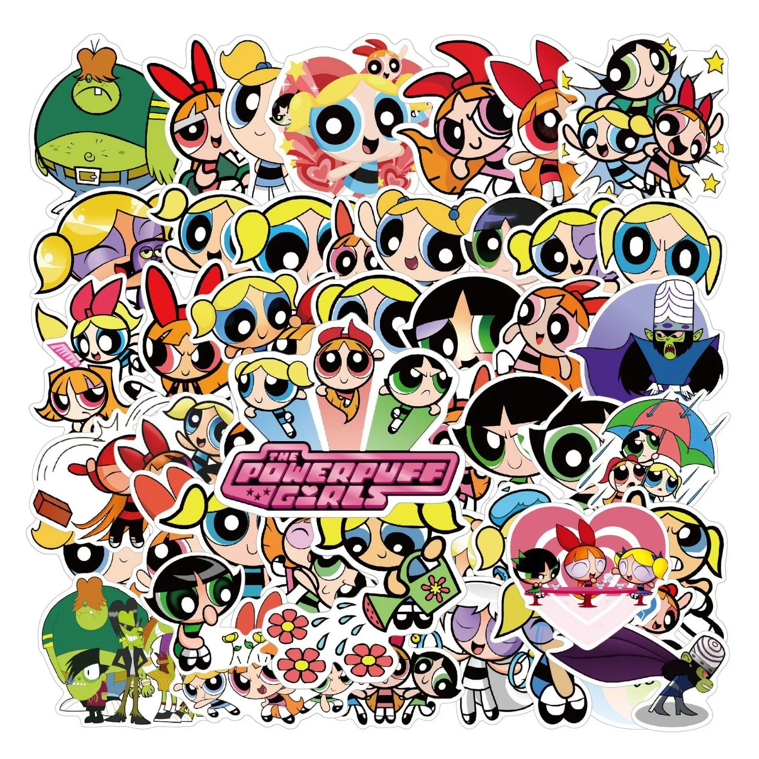 50 PCS Personalized Animation Works Powerpuff Girls Graffiti Sticker Suitcase Laptop Refrigerator Helmet,KAWAII