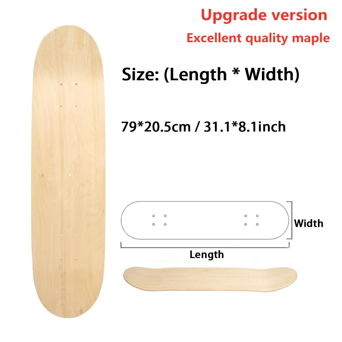 DIY Deck Skateboarde Maple Skateboard Deck 7 Layers Wood Maple Double Concave Skate Board 8 Inch Longboard Double Rocker