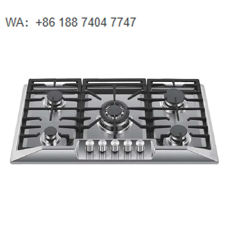 

Hot Selling 90cm Built-in Gas Hob 5 Cooper Burners Brass Stove Stainless Steel Cooking Stove Built in Gas Cooker Cooktop