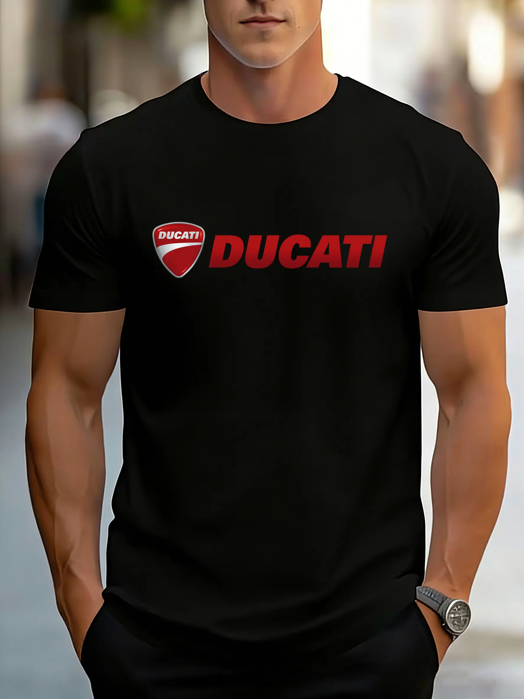 Ducati Panigale Italy Graphic Men Short Sleeve T-shirt Casual Crew Neck Sports Tee Classic Motorcycle Enthusiast Daily Wear Top view 4
