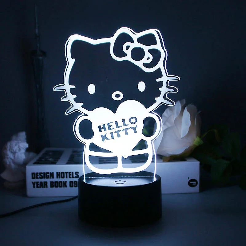 Cinnamoroll My Melody Hello Kitty Action Figure 3D LED Night Light Kawali Kuromi Light Figure Toys Desk Lamp Kids Birthday Gifts