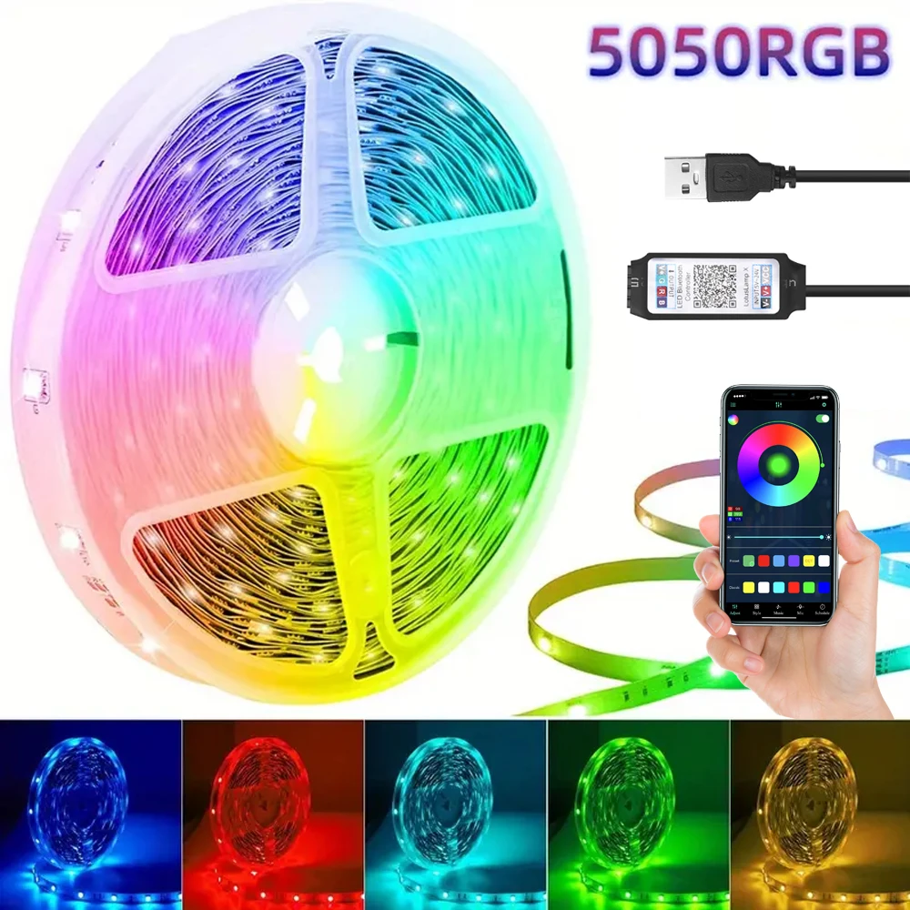 5V LED Strip Lights 16 million colors RGB Music Sync APP Control Flexible Lamp For TV Backlight Christmas Decoration Gift