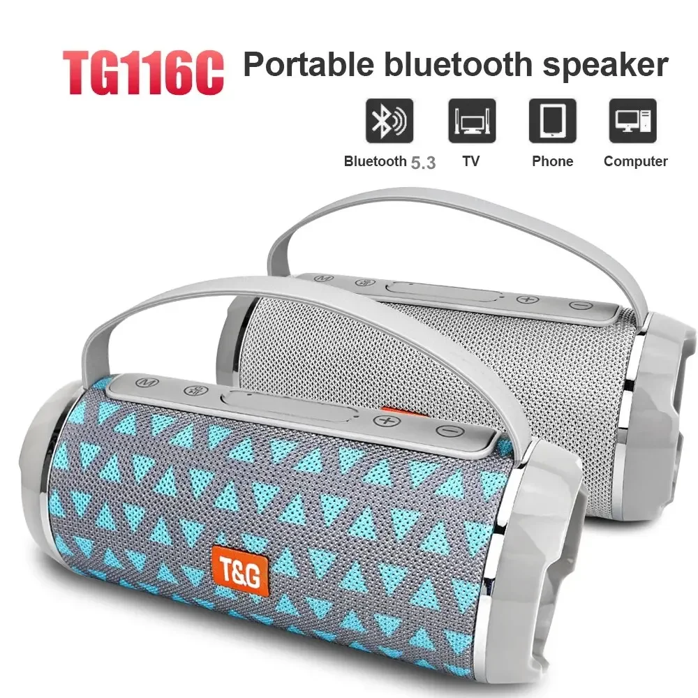 10W Portable TG116C Bluetooth Speaker Wireless Dual Bass Soundbar Column Boombox TF FM Stereo Outdoor Riding Camping Music Box