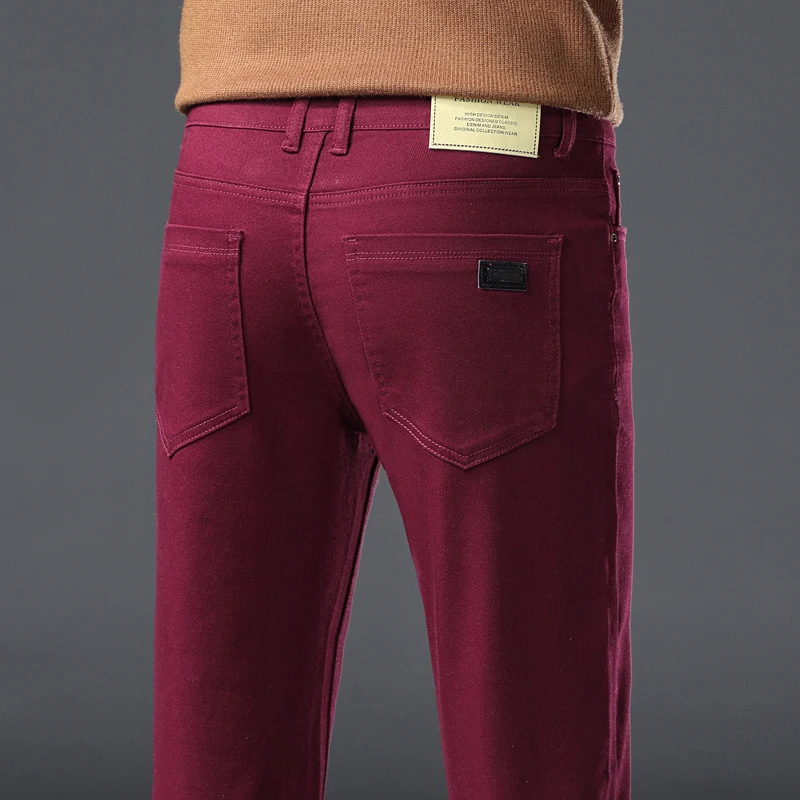 High Quality Cotton  Cotton Jeans Men's Spring Slim Straight Denim Pants Comfort Large Size Korean Business Casual Trousers