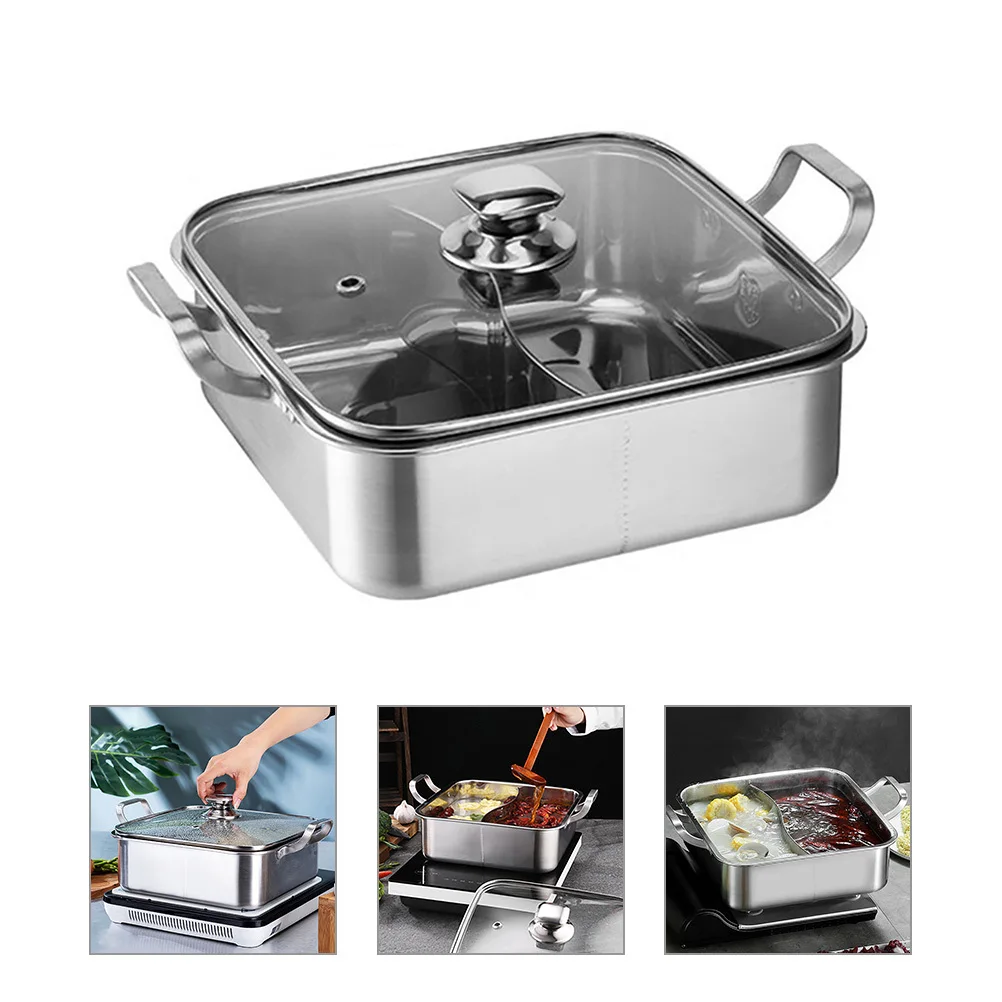 

Divided Stainless Steel Hot Pot Double-Flavor Soup Cooker Thickened Multi-Functional for Hot Pot Induction Stovetop