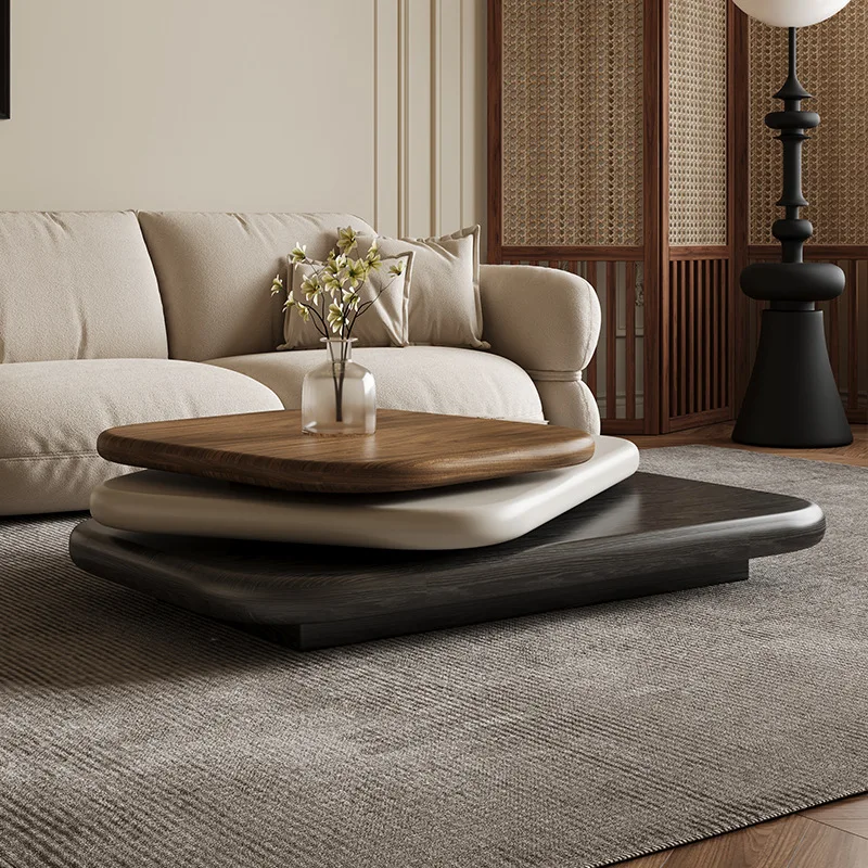 طاولة قهوة قابلة للدوران لغرفة المعيشة، مجموعة طاولة قهوة جديدة فاخرة ذات إحساس عالٍ ومصممة إبداعية متعددة الأشكال
