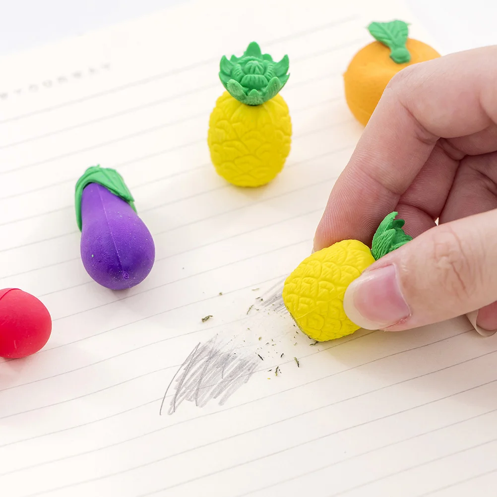 

4Sets Adorable Cartoon Erasers Fruits Vegetable Design Tpr Toddlers Students Stationery Educational Tools