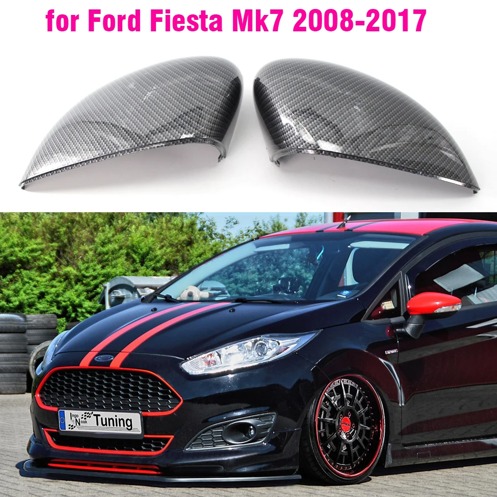 Rearview Mirror Cover Cap Carbon Fiber / Black for Ford Fiesta MK7 2008 2009 2010 2011 2012 2013 2014 2015 2016 2017