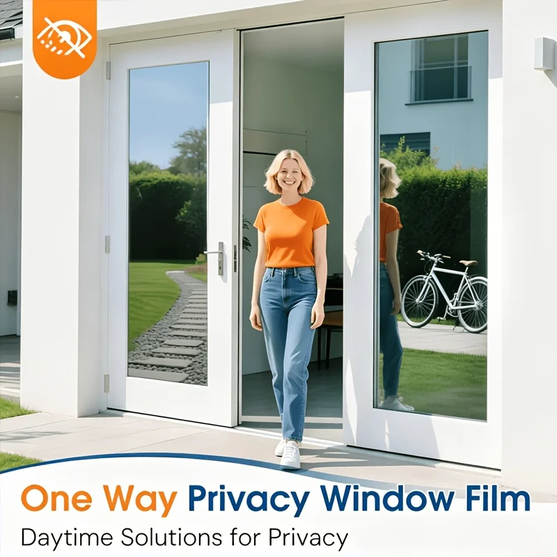 One Way Privacy Window Film Heat Control UV Protection Anti Glare Light Block Static Cling Removable for Home Balcony Glass
