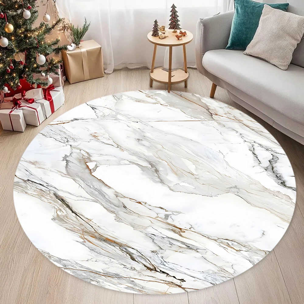 Colour Nordic Black Gold Blue Marble Round Area Rug Circle Carpet for Living Room Bedroom Sofa Kitchen Floor Mat Home Decor