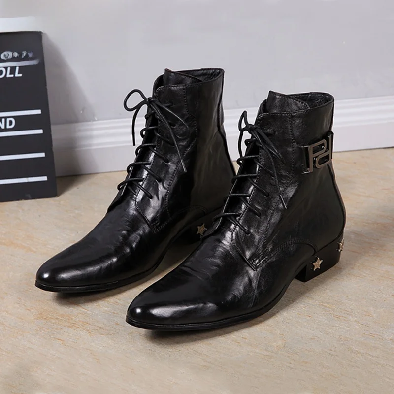 

Busin Boots Мужские высокие сценические ботинки arp с острым носком из натуральной кожи oes Faionable Корейские ботинки Sle ort