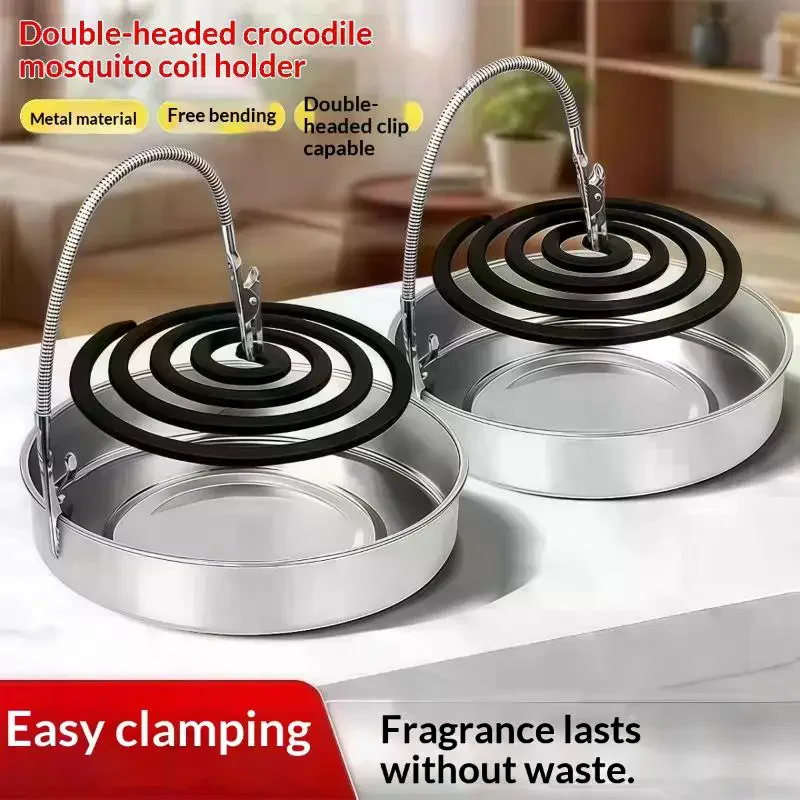 Double-Headed Metal Mosquito Coil Holder Multi-function Universal Incense Rack Free Bending Arm For Home Patio Camping Use