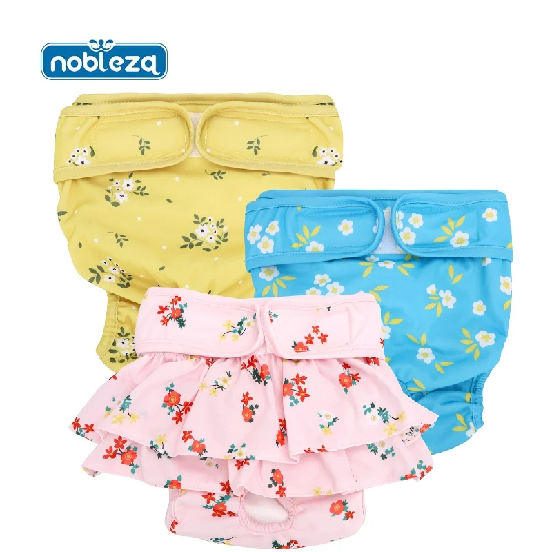 Nobleza 3 Packs Pañales Lavables para Perros, Pañales Reutilizables Altamente Absorbentes para Mascotas, Bragas Higiénica para Perras en Celo, Incontinencia Canina y Viajes De Larga Distancia