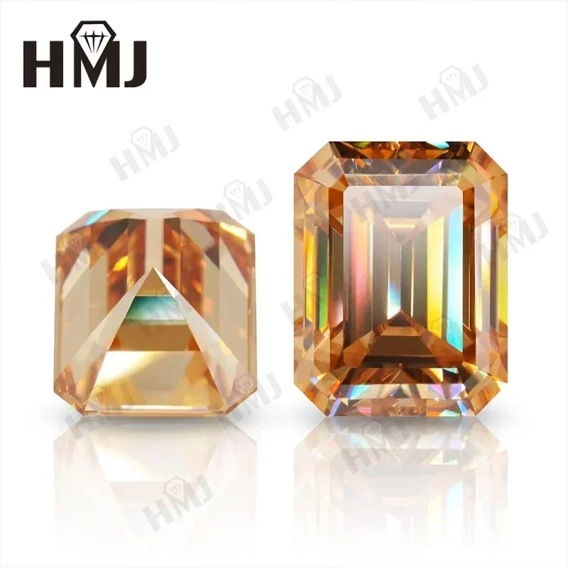 

Never Fade Champagne Color Moissanite Stone Emerald Cut Lab Loose Gems Pass Diamond Tester with GRA Certificate Fine Jewelry