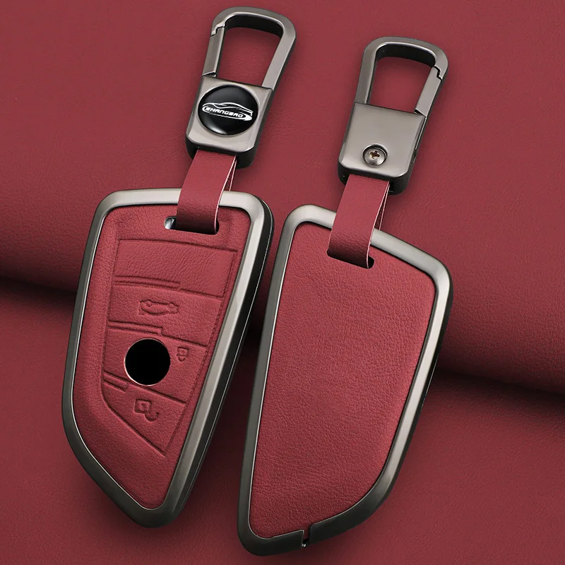 

Car Zinc Alloy Leather Key Case Cover For BMW X1 X3 X5 X6 X7 F20 F15 F16 F48 G20 G30 G01 G02 G05 G11 G32 1 3 7 Series Accessorie