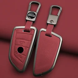 Car Zinc Alloy Leather Key Case Cover For BMW X1 X3 X5 X6 X7 F20 F15 F16 F48 G20 G30 G01 G02 G05 G11 G32 1 3 7 Series Accessorie